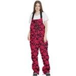 Valentines Day Hearts Pattern Love Red Women s Front Zip Ski And Snowboard Bib Pants