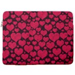 Valentines Day Hearts Pattern Love Red 17  Vertical Laptop Sleeve Case With Pocket