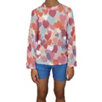 Valentines Day Hearts Romance Love Kids  Long Sleeve Swimwear