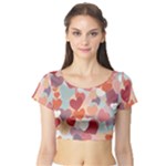 Valentines Day Hearts Romance Love Short Sleeve Crop Top