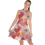 Valentines Day Hearts Romance Love Sleeveless Halter Neck A-Line Dress