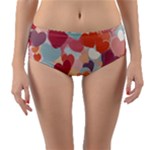 Valentines Day Hearts Romance Love Reversible Mid-Waist Bikini Bottoms