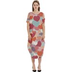 Valentines Day Hearts Romance Love Cold Shoulder Loose Fit Dress With Pockets