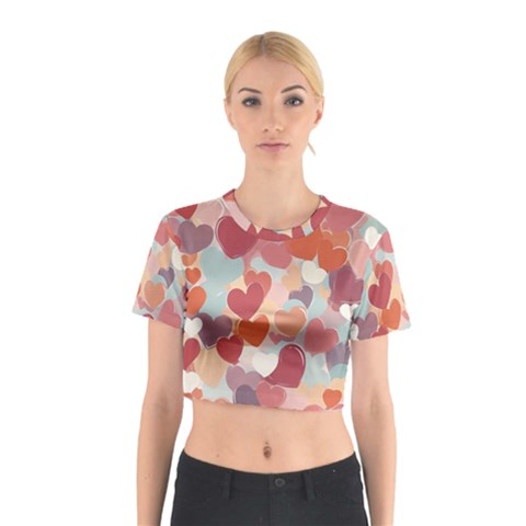 Valentines Day Hearts Romance Love Cotton Crop Top from ArtsNow.com