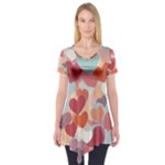 Valentines Day Hearts Romance Love Short Sleeve Tunic 