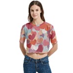 Valentines Day Hearts Romance Love Women s Round Neck Short Sleeve Crop Top