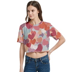 Women s Round Neck Short Sleeve Crop Top 