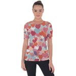 Valentines Day Hearts Romance Love Shoulder Cut Out Short Sleeve Top