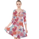 Valentines Day Hearts Romance Love Quarter Sleeve Front Wrap Dress