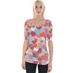 Valentines Day Hearts Romance Love Wide Neckline T-Shirt