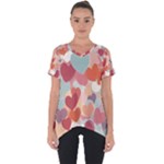 Valentines Day Hearts Romance Love Cut Out Side Drop T-Shirt