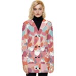 Valentines Day Hearts Romance Love Button Up Hooded Coat 