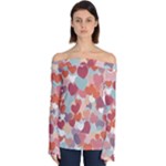 Valentines Day Hearts Romance Love Off Shoulder Long Sleeve Top