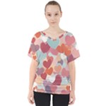 Valentines Day Hearts Romance Love V-Neck Dolman Drape Top