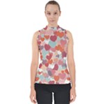 Valentines Day Hearts Romance Love Mock Neck Shell Top