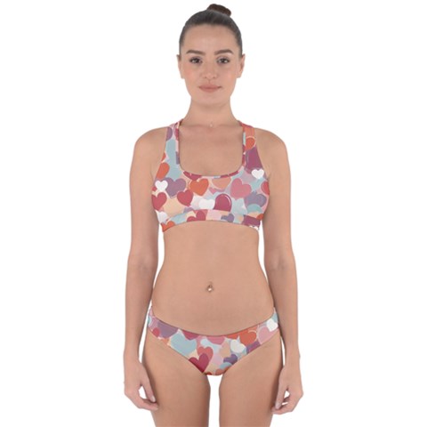 Valentines Day Hearts Romance Love Cross Back Hipster Bikini Set from ArtsNow.com