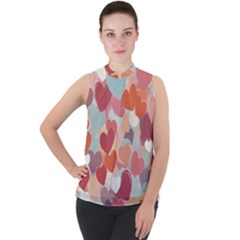 Mock Neck Chiffon Sleeveless Top 