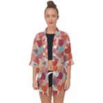 Valentines Day Hearts Romance Love Open Front Chiffon Kimono