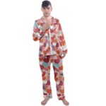 Valentines Day Hearts Romance Love Men s Long Sleeve Satin Pajamas Set