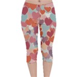 Valentines Day Hearts Romance Love Velvet Capri Leggings 