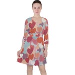 Valentines Day Hearts Romance Love Quarter Sleeve Ruffle Waist Dress