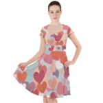 Valentines Day Hearts Romance Love Cap Sleeve Midi Dress With Pockets