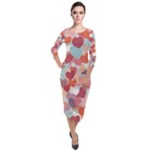 Valentines Day Hearts Romance Love Quarter Sleeve Midi Velour Bodycon Dress