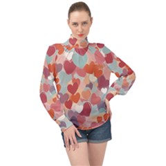 High Neck Long Sleeve Chiffon Top 