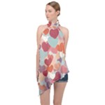 Valentines Day Hearts Romance Love Halter Asymmetric Satin Top