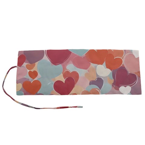 Valentines Day Hearts Romance Love Roll Up Canvas Pencil Holder (S) from ArtsNow.com