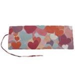 Valentines Day Hearts Romance Love Roll Up Canvas Pencil Holder (S)