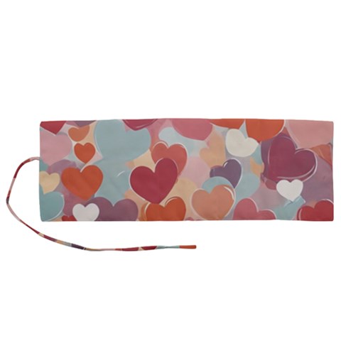 Valentines Day Hearts Romance Love Roll Up Canvas Pencil Holder (M) from ArtsNow.com