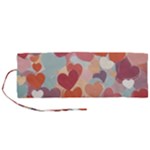 Valentines Day Hearts Romance Love Roll Up Canvas Pencil Holder (M)