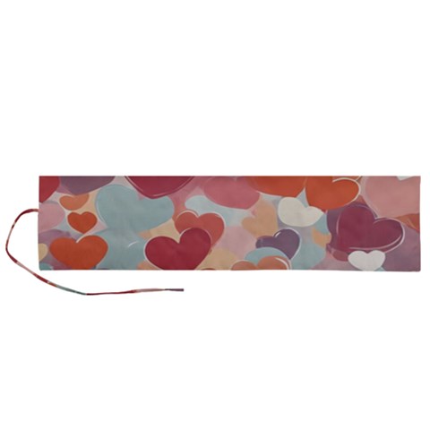 Valentines Day Hearts Romance Love Roll Up Canvas Pencil Holder (L) from ArtsNow.com