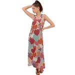 Valentines Day Hearts Romance Love V-Neck Chiffon Maxi Dress