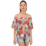 Valentines Day Hearts Romance Love Off Shoulder Short Sleeve Top