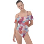 Valentines Day Hearts Romance Love Frill Detail One Piece Swimsuit