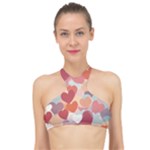 Valentines Day Hearts Romance Love High Neck Bikini Top