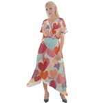 Valentines Day Hearts Romance Love Cross Front Sharkbite Hem Maxi Dress