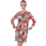 Valentines Day Hearts Romance Love Long Sleeve Hoodie Dress