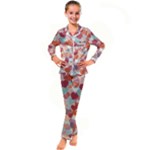 Valentines Day Hearts Romance Love Kids  Satin Long Sleeve Pajamas Set