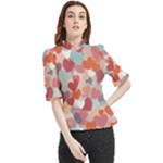 Valentines Day Hearts Romance Love Frill Neck Blouse