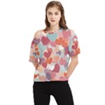 Valentines Day Hearts Romance Love One Shoulder Cut Out T-Shirt