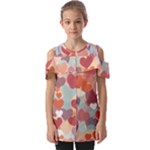 Valentines Day Hearts Romance Love Fold Over Open Sleeve Top