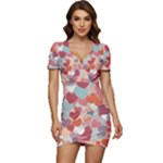 Valentines Day Hearts Romance Love Low Cut Cap Sleeve Mini Dress