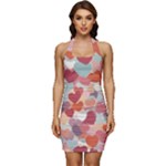 Valentines Day Hearts Romance Love Sleeveless Wide Square Neckline Ruched Bodycon Dress