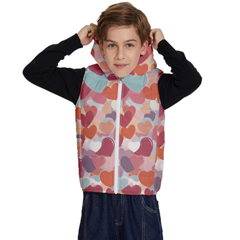 Valentines Day Hearts Romance Love Kids  Stylish Hooded Puffer Vest from ArtsNow.com