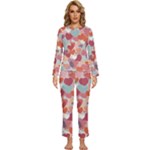 Valentines Day Hearts Romance Love Womens  Long Sleeve Lightweight Pajamas Set