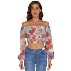 Long Sleeve Crinkled Weave Crop Top 