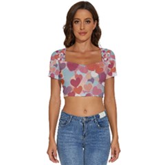 Short Sleeve Square Neckline Crop Top  